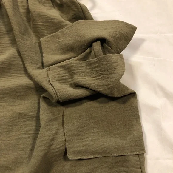 Monteau Short Sleeve Elastic Waist Pullover Collared Thyme Green Dress size XS - Picture 8 of 10